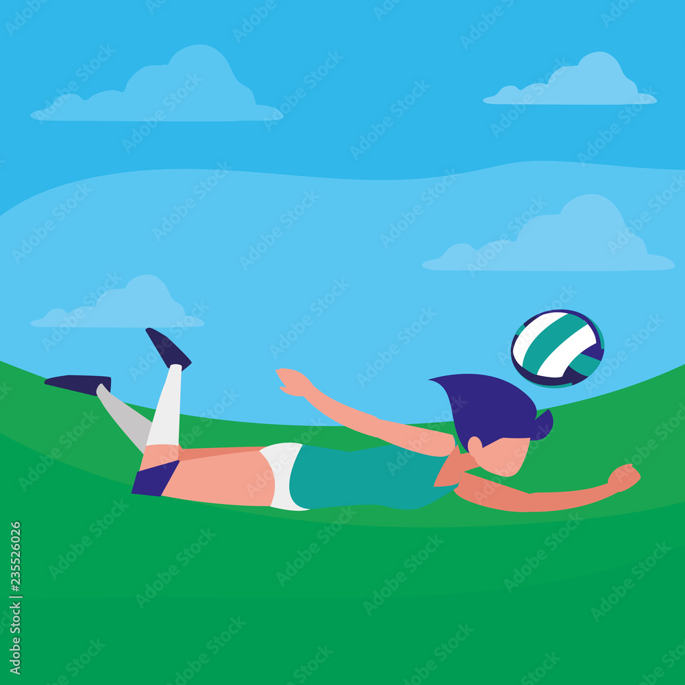 Fototapeta premium young woman playing volleyball