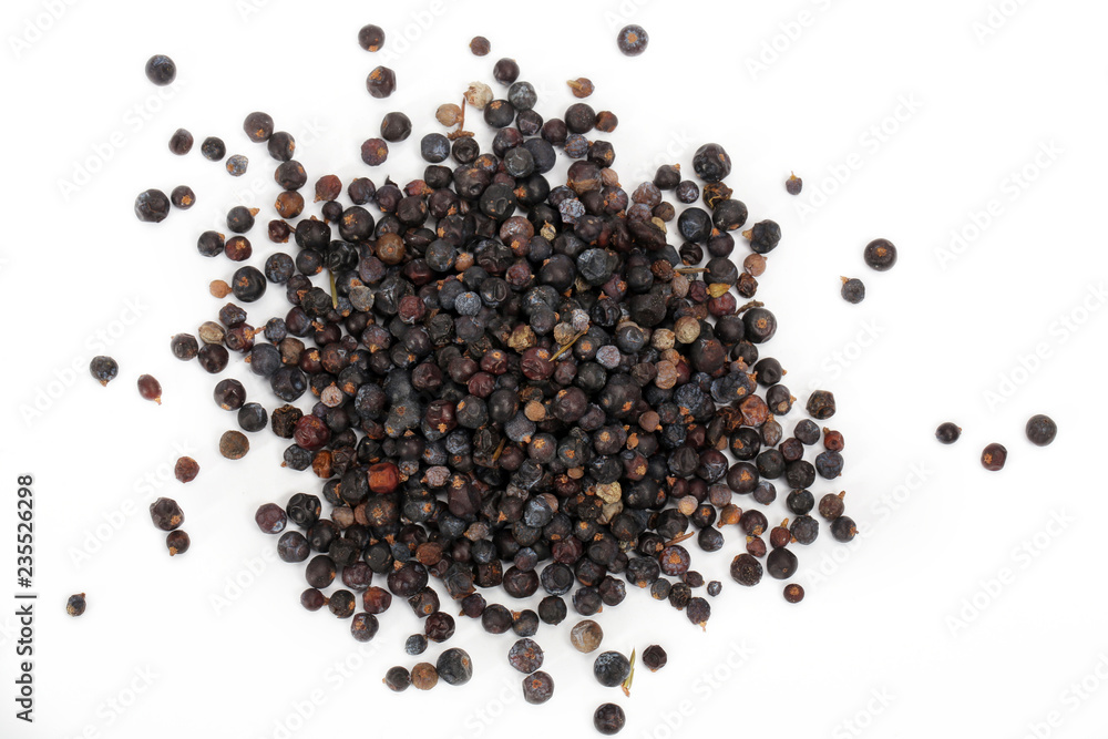 Dry juniper fruit isolated on a white background Dry juniper fruit isolated on a white background