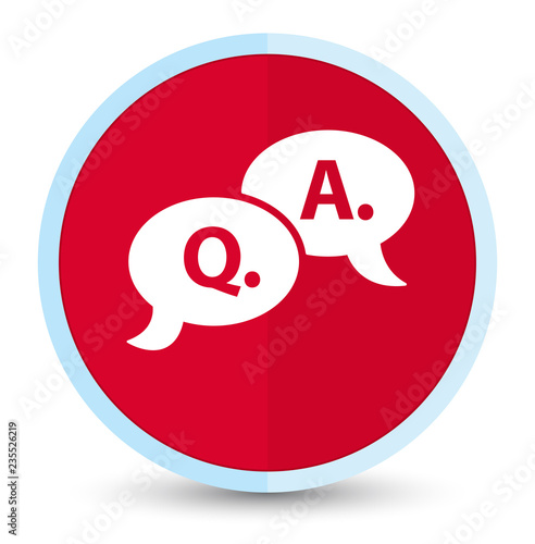 Question answer bubble icon flat prime red round button
