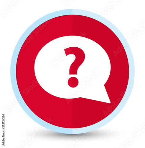 Question mark bubble icon flat prime red round button