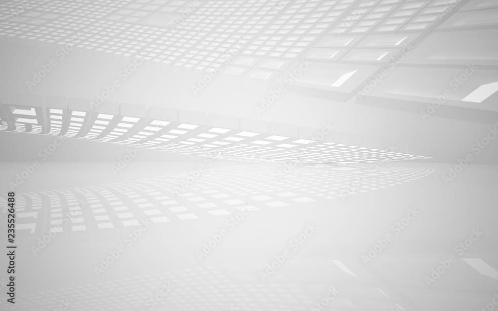 Naklejka premium Abstract white interior highlights future. Architectural background. 3D illustration and rendering