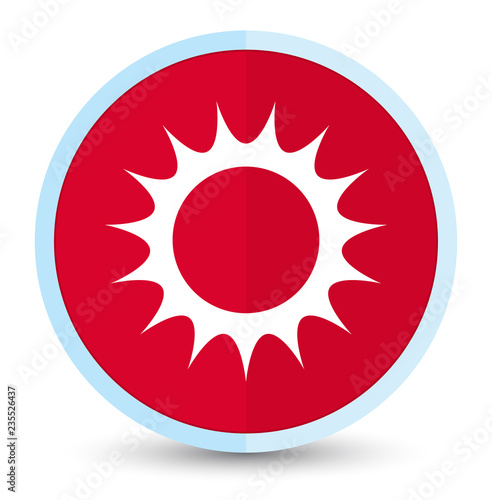 Sun icon flat prime red round button