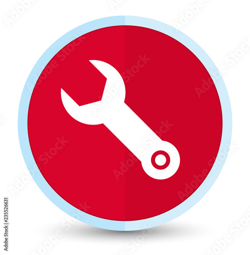 Wrench icon flat prime red round button