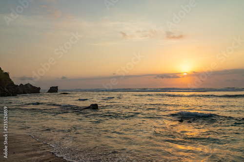 Blue Point  Suluban beach  sunset scenery. Famous surfers place in Bali  Indonesia