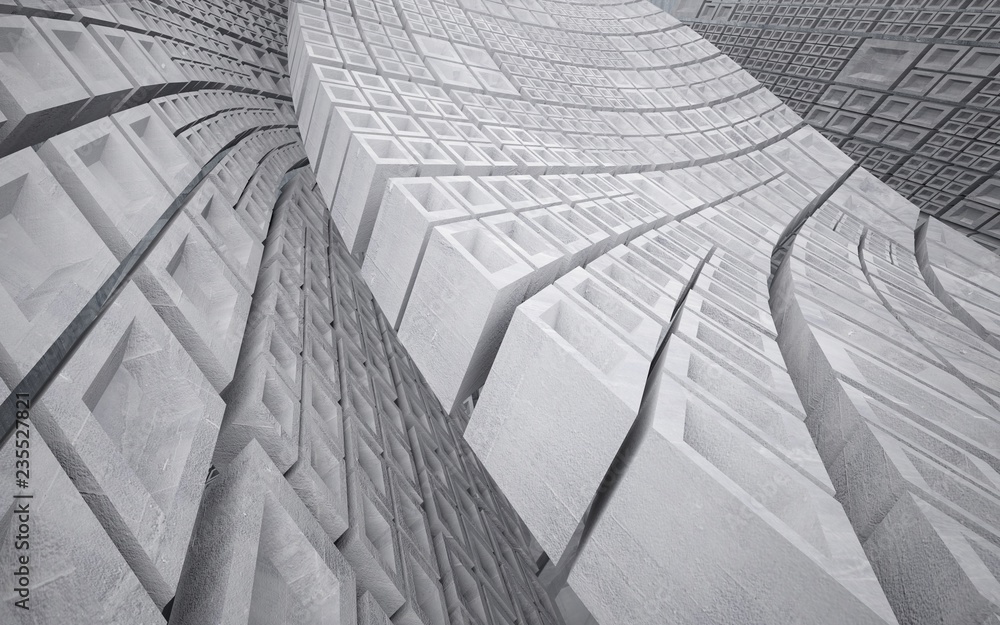Obraz premium Abstract interior of glass and concrete. Architectural background. 3D illustration and rendering