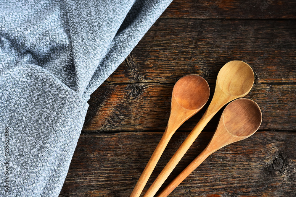 Table Cloth and Wooden Mixing Spoons