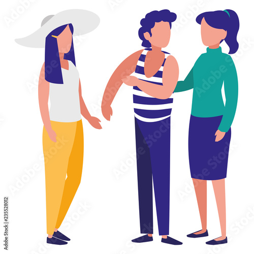 group of young people modeling characters
