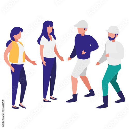 group of young people modeling characters