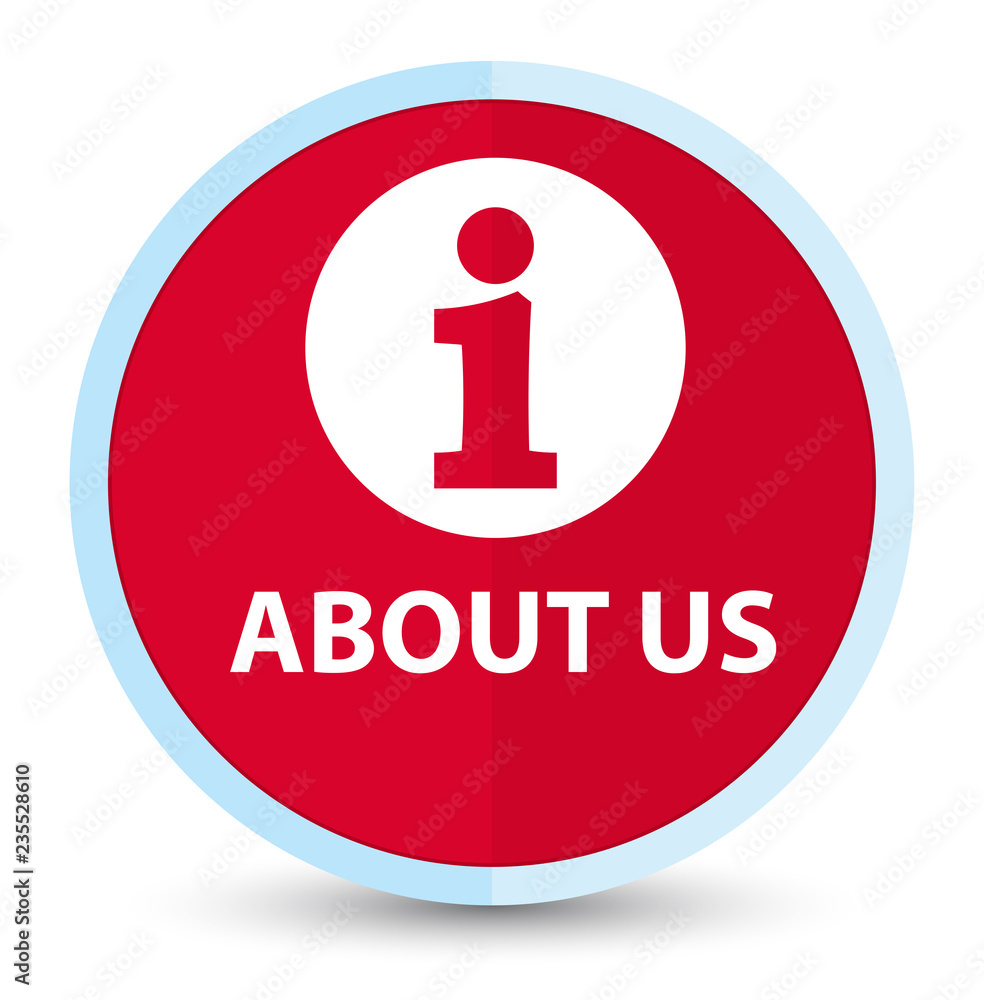 About us flat prime red round button About us flat prime red round button