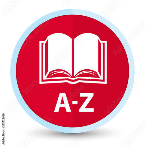 A-Z (book icon) flat prime red round button
