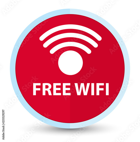 Free wifi flat prime red round button