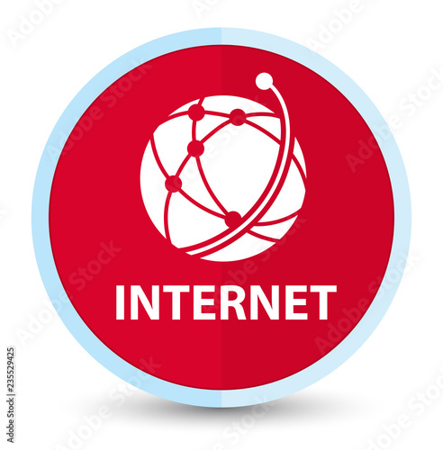 Internet (global network icon) flat prime red round button