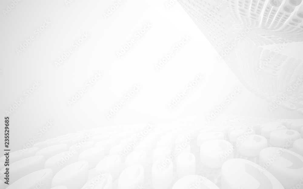 Naklejka premium Abstract smooth white interior of the future. Architectural background. 3D illustration and rendering 