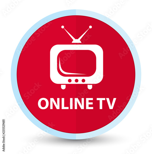 Online tv flat prime red round button