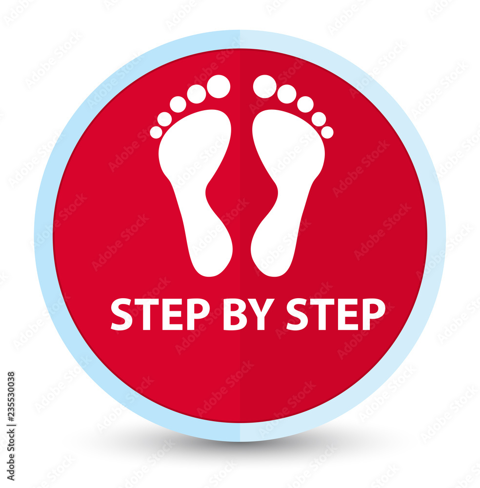 Step by step (footprint icon) flat prime red round button Step by step (footprint icon) flat prime red round button