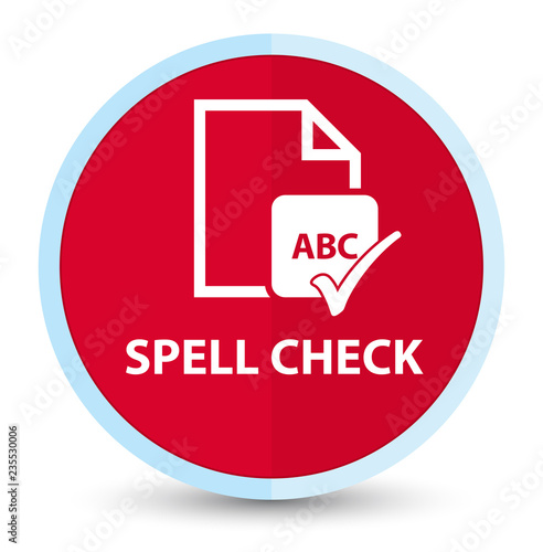 Spell check document flat prime red round button