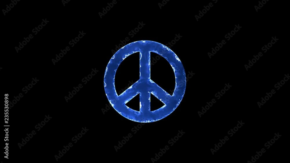 Symbol peace. Blue Electric Glow Storm. looped video. Alpha channel black Symbol peace. Blue Electric Glow Storm. looped video. Alpha channel black
