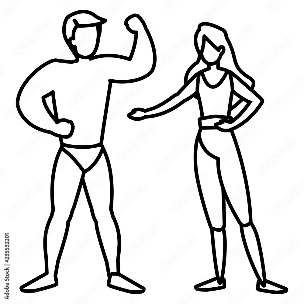 young couple practicing exercice young couple practicing exercice