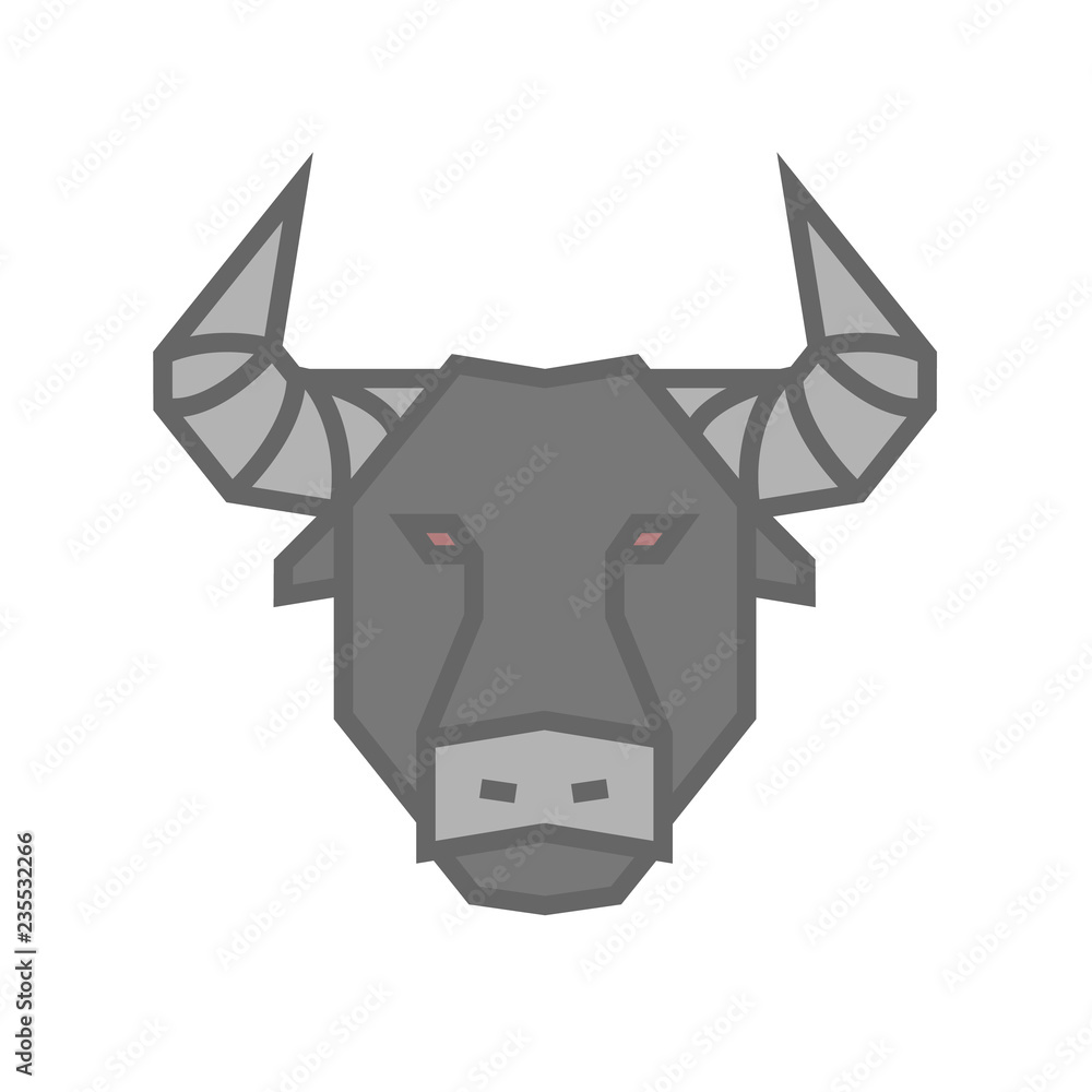 Stylized geometric Bull head illustration. Vector icon tribal design Stylized geometric Bull head illustration. Vector icon tribal design