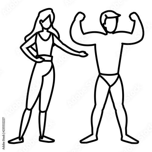 young couple practicing exercice