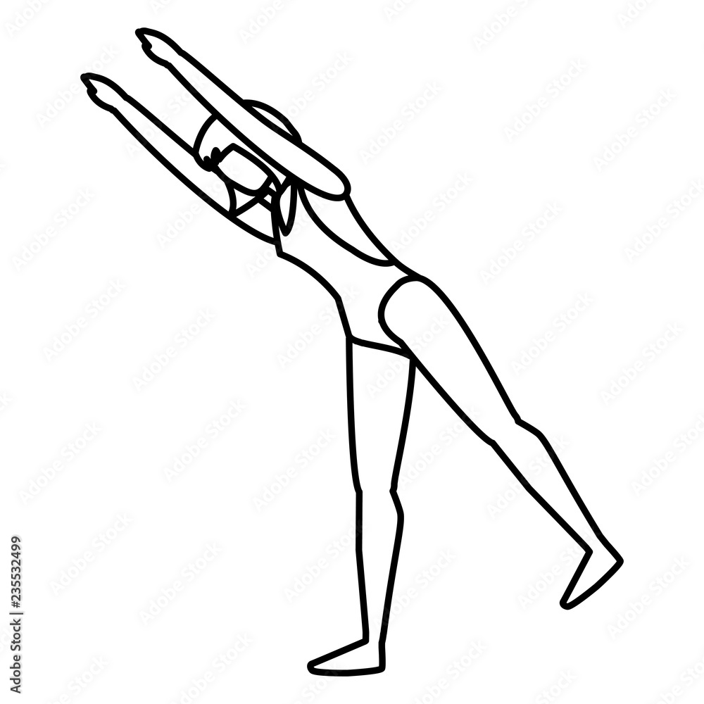 young woman with swimsuit practicing exercice young woman with swimsuit practicing exercice