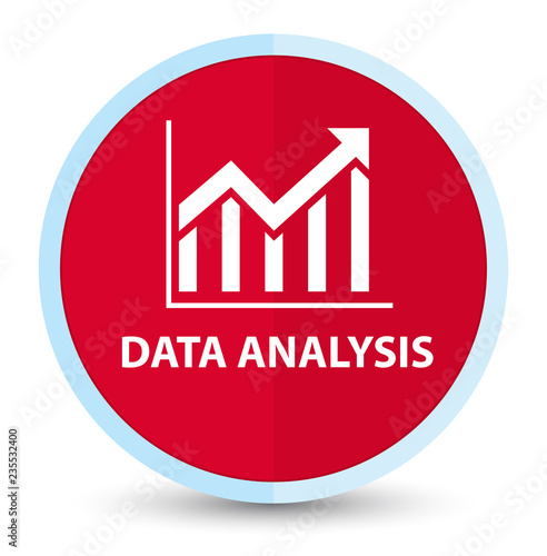 Data analysis (statistics icon) flat prime red round button