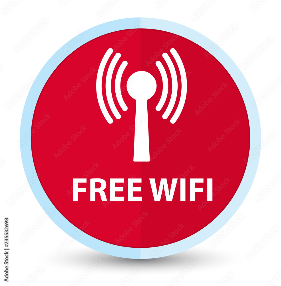 Free wifi (wlan network) flat prime red round button Free wifi (wlan network) flat prime red round button
