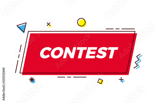 Contest vector banner geometrix box design. Trendy illustration with geometric shapes