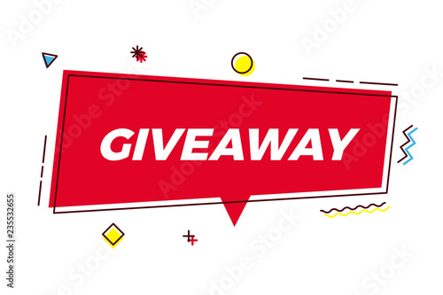 Giveaway vector banner speech bubble geometric design. Trendy illustration with geometric shapes