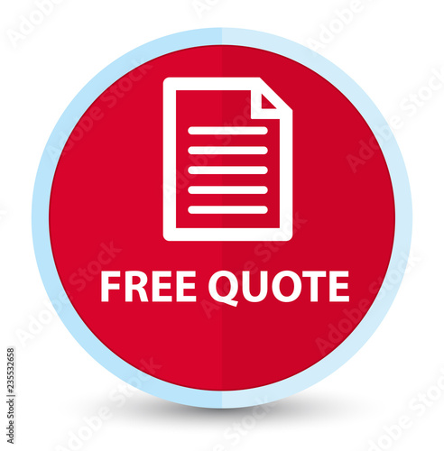 Free quote (page icon) flat prime red round button