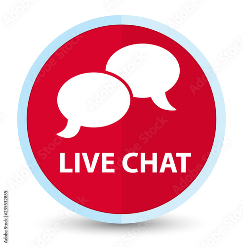 Live chat flat prime red round button