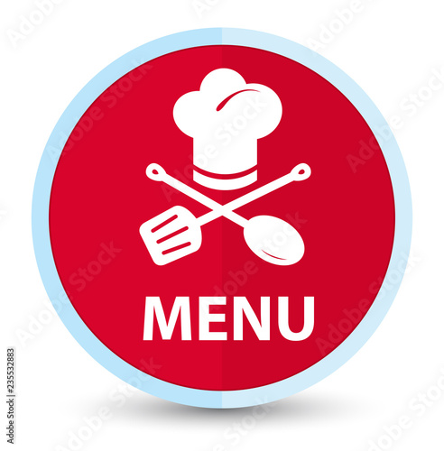 Menu (restaurant icon) flat prime red round button