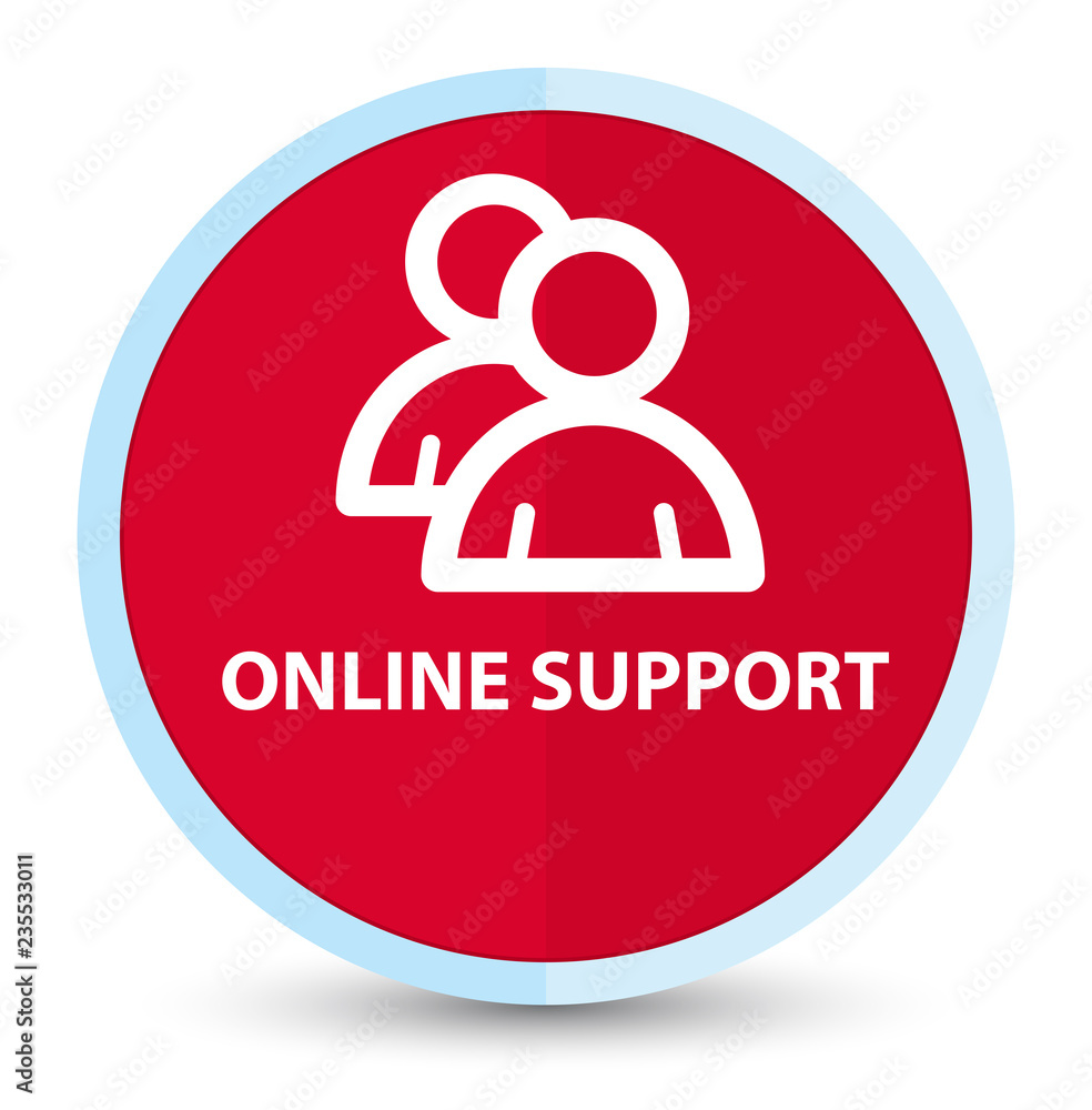 Online support (group icon) flat prime red round button Online support (group icon) flat prime red round button