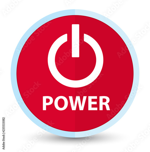 Power flat prime red round button