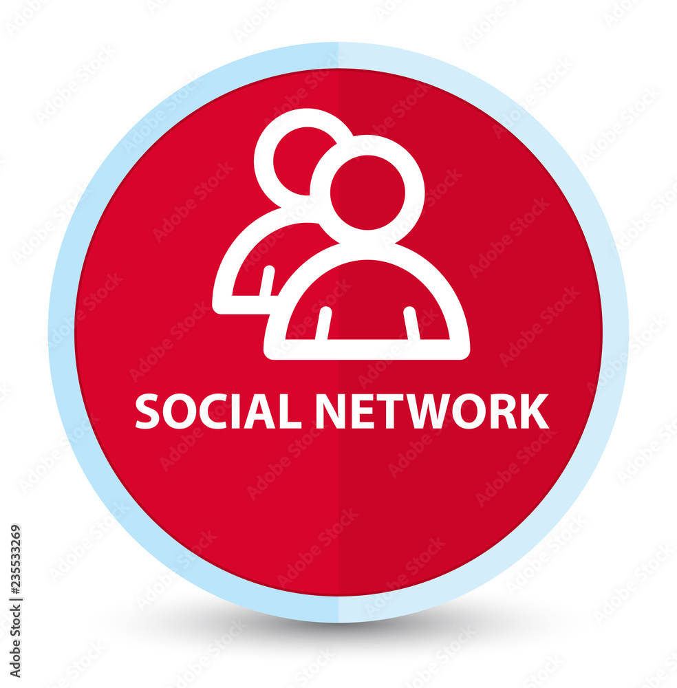 Social network (group icon) flat prime red round button Social network (group icon) flat prime red round button