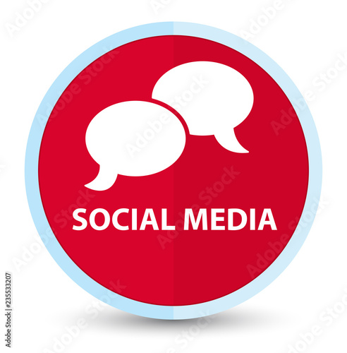 Social media (chat bubble icon) flat prime red round button