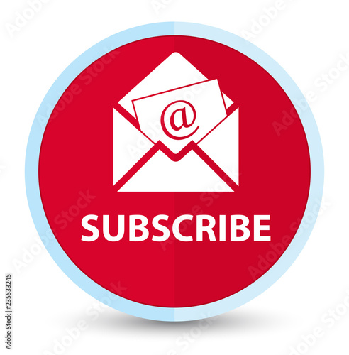 Subscribe (newsletter email icon) flat prime red round button