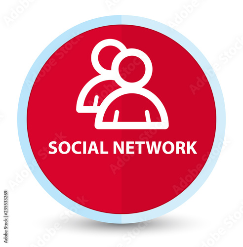 Social network (group icon) flat prime red round button
