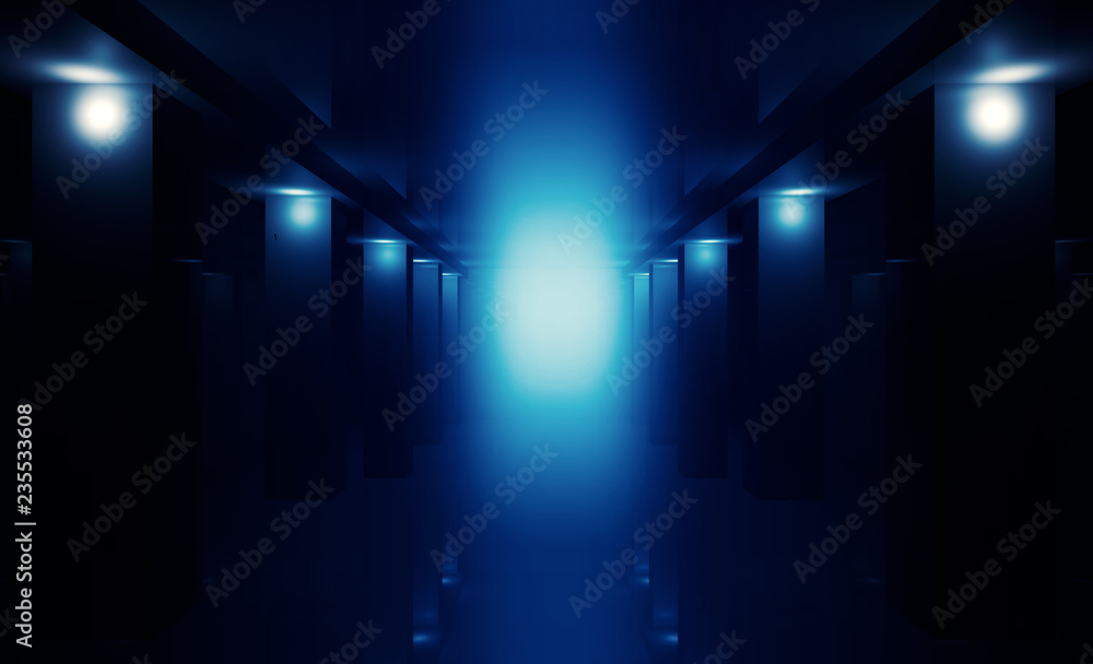 Background of empty room, hall, piles, neon light, smoke, fog, parking, corridor Background of empty room, hall, piles, neon light, smoke, fog, parking, corridor