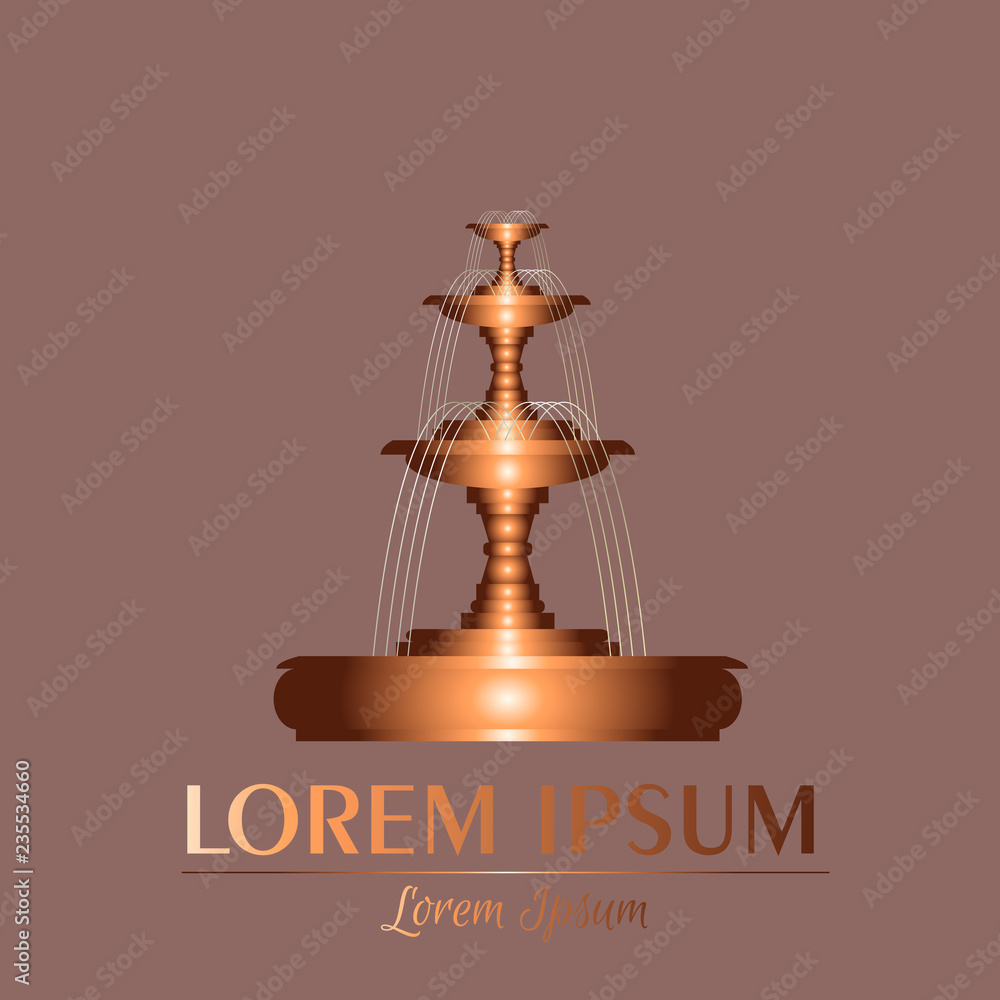 Vector illustration of classical realistic fountain with place for your text . Vector template for business card poster and banner. Vector illustration of classical realistic fountain with place for your text . Vector template for business card poster and banner.