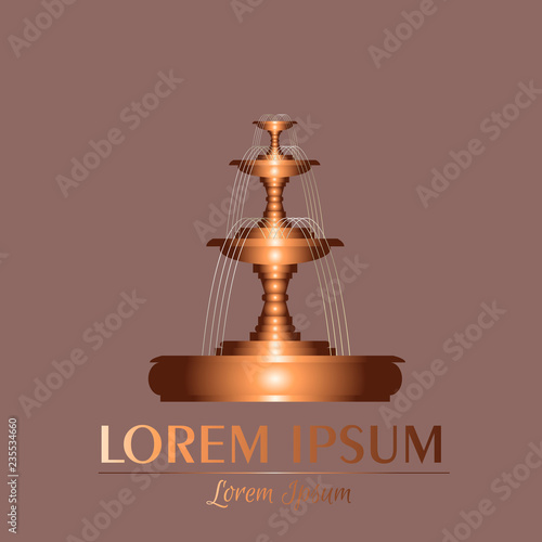 Vector illustration of classical  realistic fountain with place for your text . Vector template for business card poster and banner.
