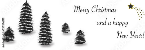 Winterlandschaft mit gelber Sternschnuppe Merry Christmas transparenter Hintergrund