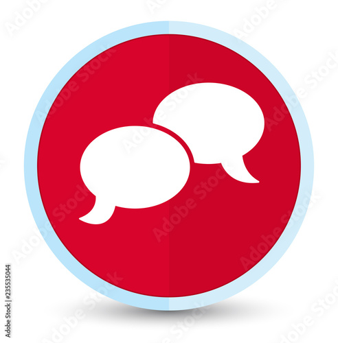 Chat bubble icon flat prime red round button