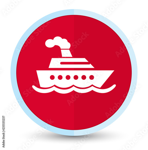 Cruise ship icon flat prime red round button