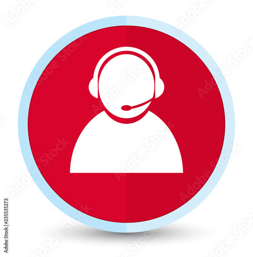 Customer care icon flat prime red round button