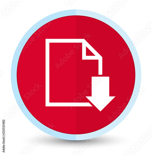 Download document icon flat prime red round button