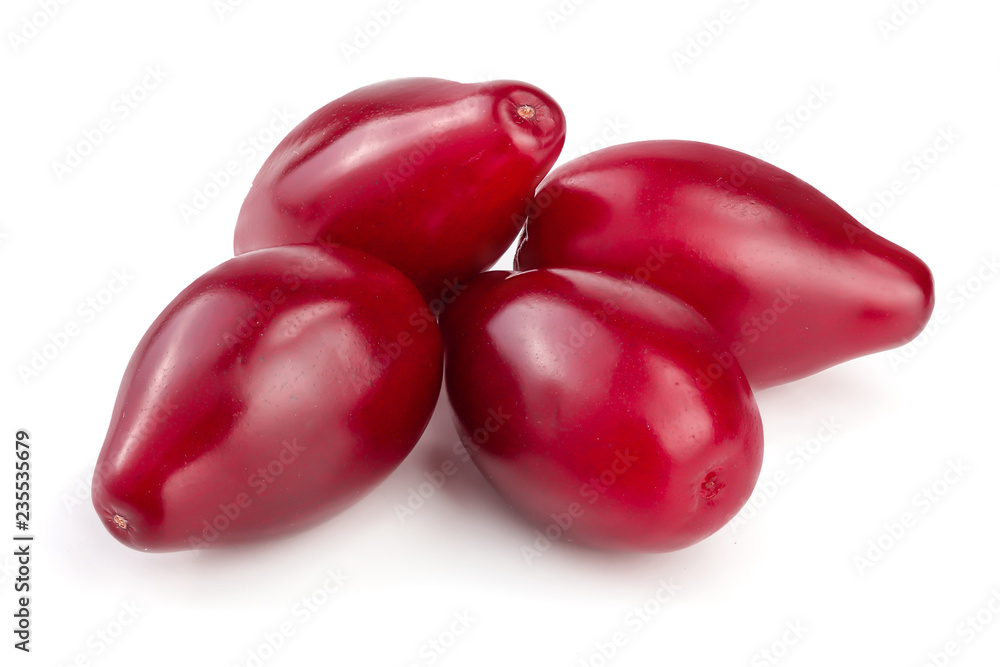 Red berries of cornel or dogwood isolated on white background Red berries of cornel or dogwood isolated on white background