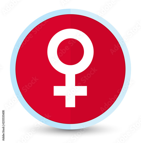 Female sign icon flat prime red round button