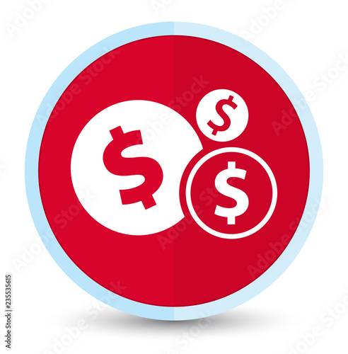 Finances dollar sign icon flat prime red round button