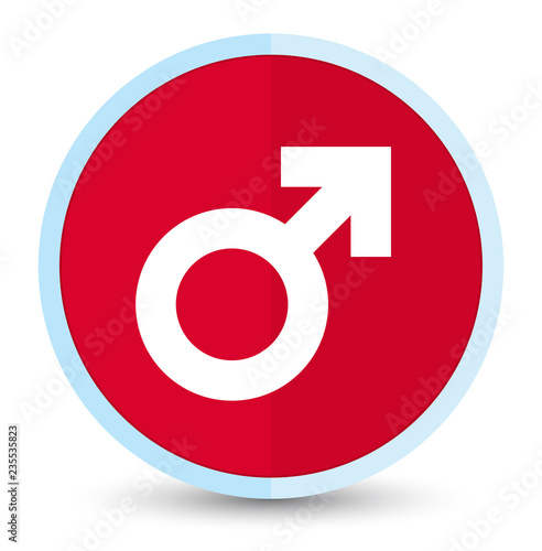Male sign icon flat prime red round button